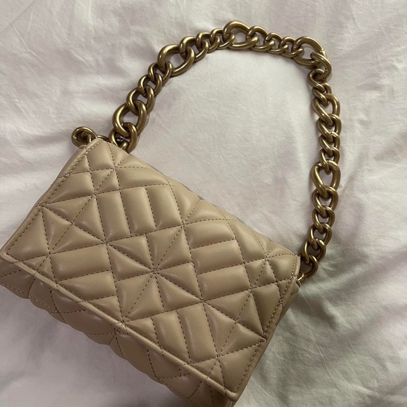 Zara Bags Zara Quilted Chain Strap Shoulder Bag In Tan Poshmark
